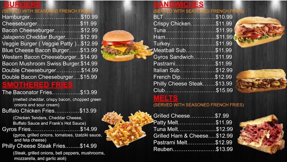 Ice cream counter menu with classic treats.